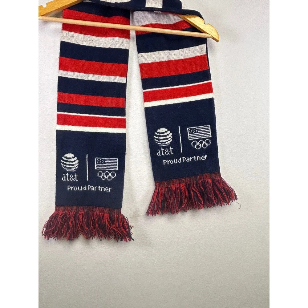 USA‎ Olympic Partner Knit Scarf Fringe Navy Red White